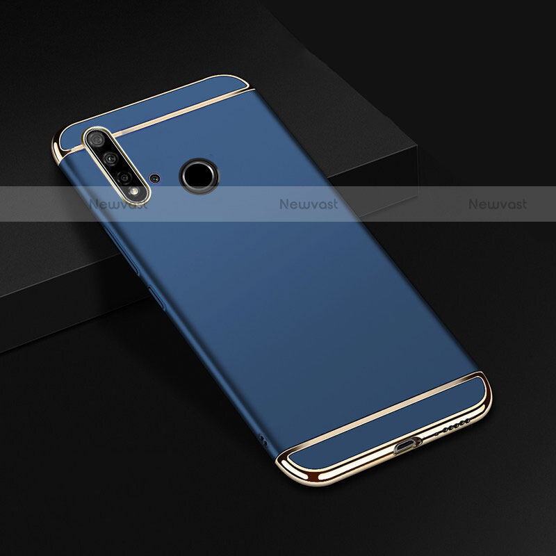 Luxury Metal Frame and Plastic Back Cover Case T01 for Huawei P20 Lite (2019) Blue