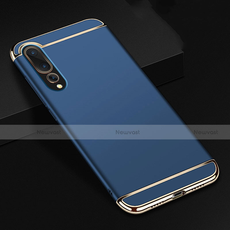 Luxury Metal Frame and Plastic Back Cover Case T01 for Huawei P20 Pro Blue