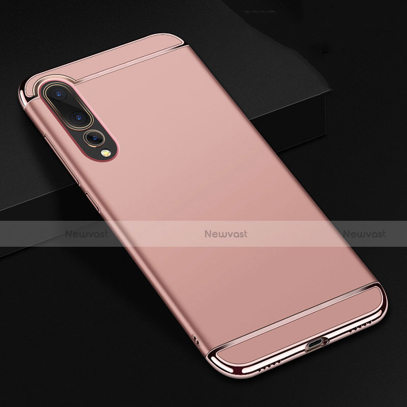 Luxury Metal Frame and Plastic Back Cover Case T01 for Huawei P20 Pro Rose Gold