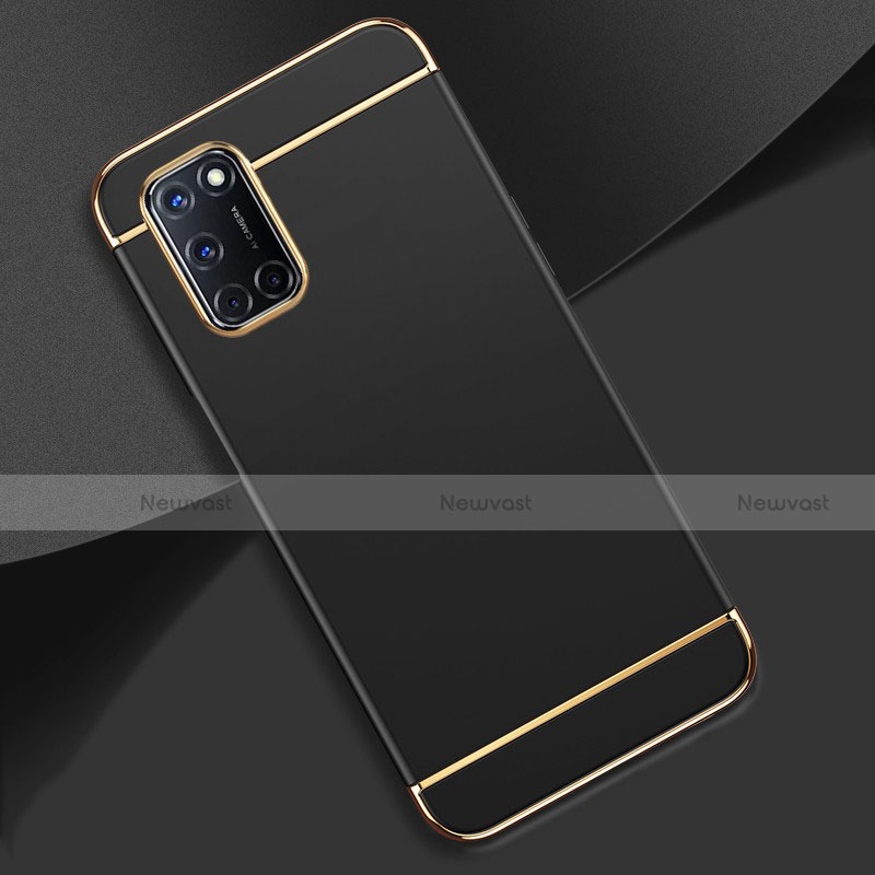 Luxury Metal Frame and Plastic Back Cover Case T01 for Oppo A52 Black