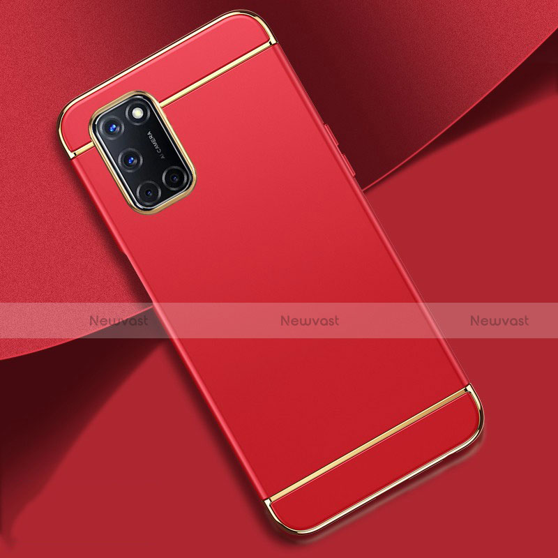 Luxury Metal Frame and Plastic Back Cover Case T01 for Oppo A72 Red