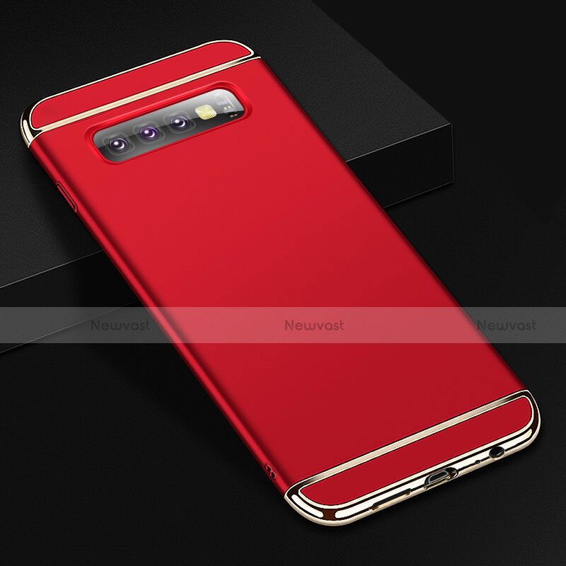 Luxury Metal Frame and Plastic Back Cover Case T01 for Samsung Galaxy S10 Plus Red