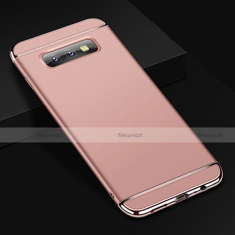 Luxury Metal Frame and Plastic Back Cover Case T01 for Samsung Galaxy S10e Rose Gold