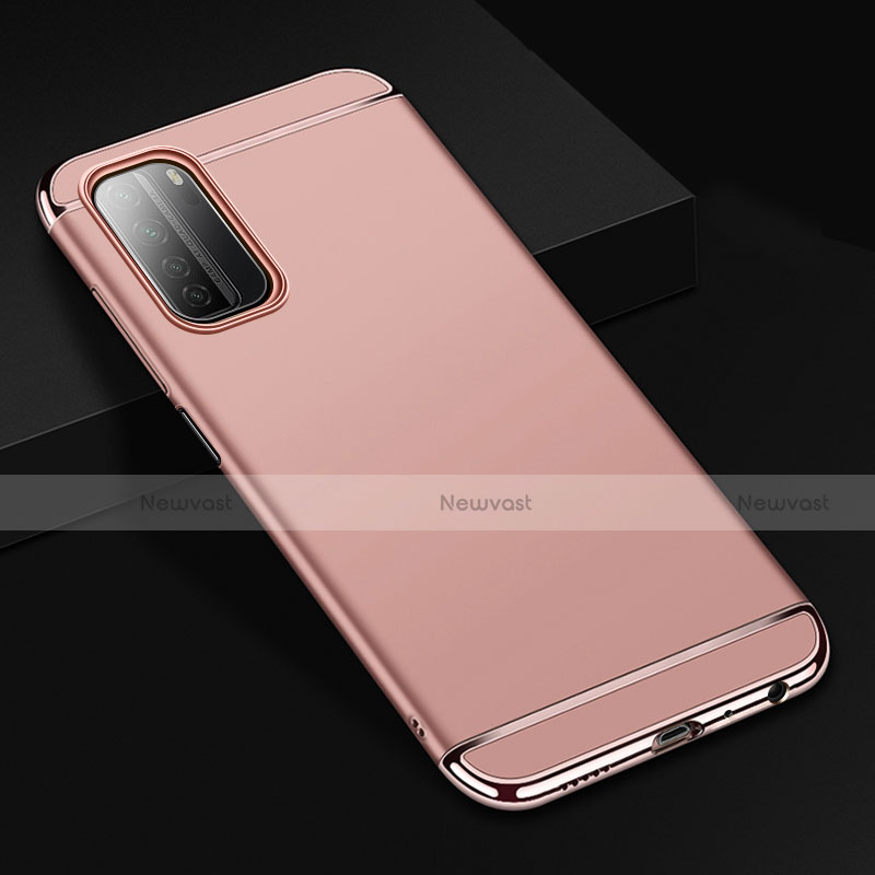 Luxury Metal Frame and Plastic Back Cover Case T02 for Huawei P40 Lite 5G Rose Gold