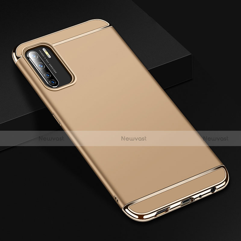 Luxury Metal Frame and Plastic Back Cover Case T02 for Oppo F15 Gold