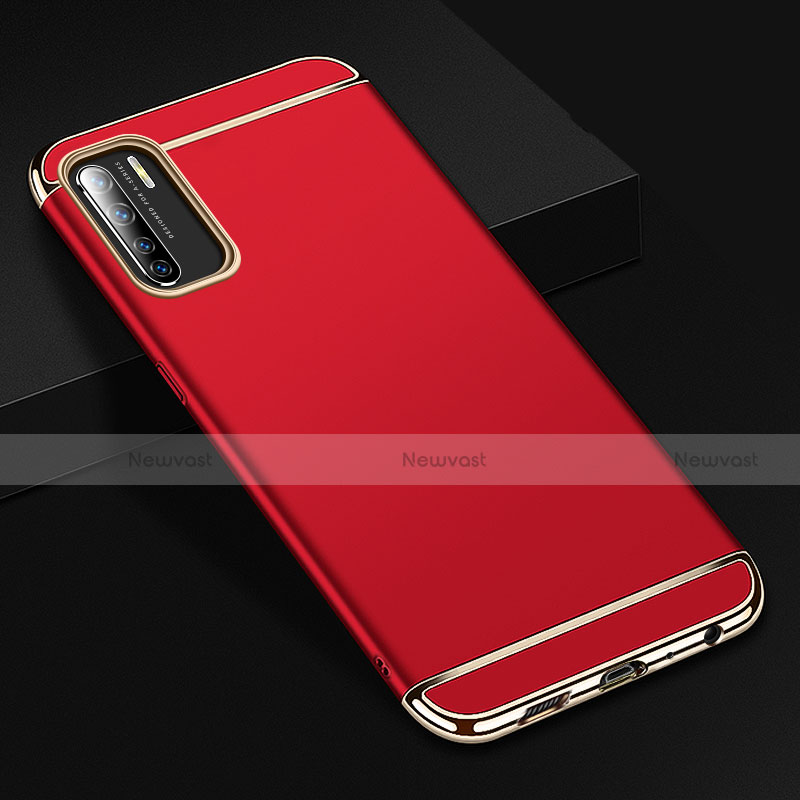 Luxury Metal Frame and Plastic Back Cover Case T02 for Oppo F15 Red