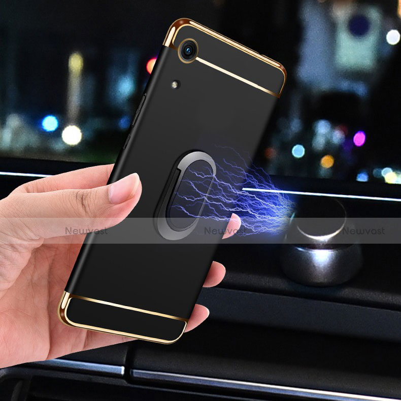 Luxury Metal Frame and Plastic Back Cover Case with Finger Ring Stand A01 for Huawei Honor Play 8A