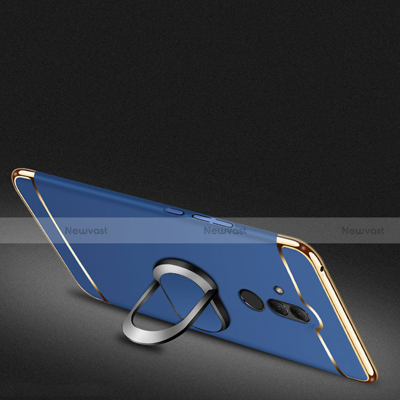 Luxury Metal Frame and Plastic Back Cover Case with Finger Ring Stand A01 for Huawei Mate 20 Lite