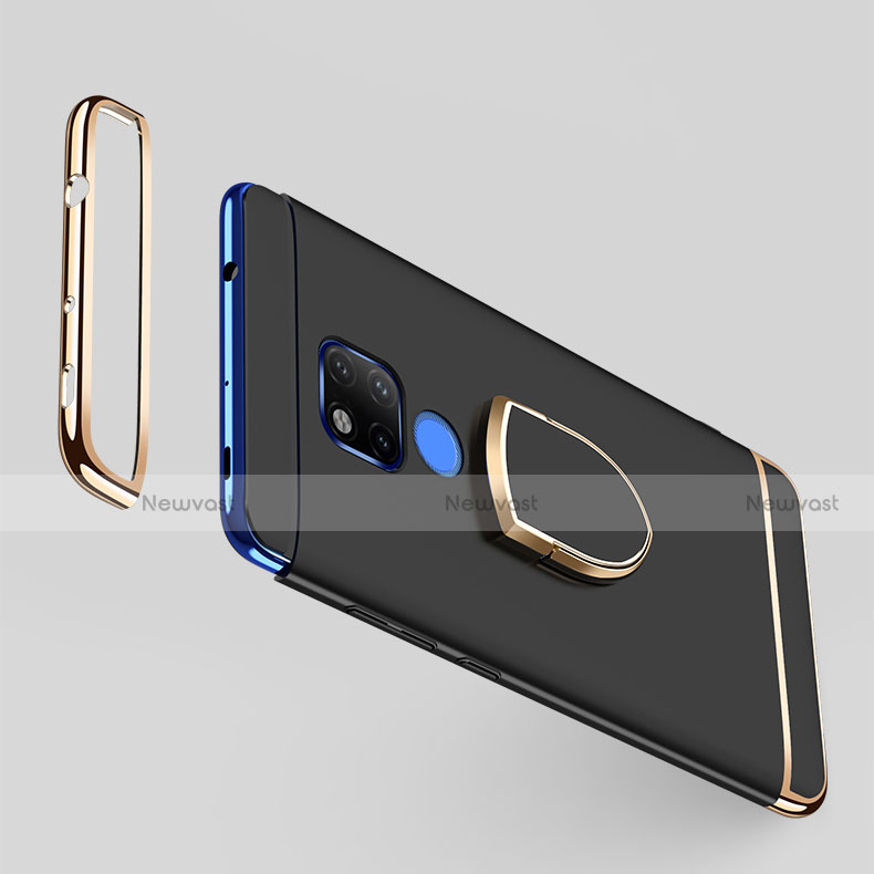 Luxury Metal Frame and Plastic Back Cover Case with Finger Ring Stand A01 for Huawei Mate 20 X 5G