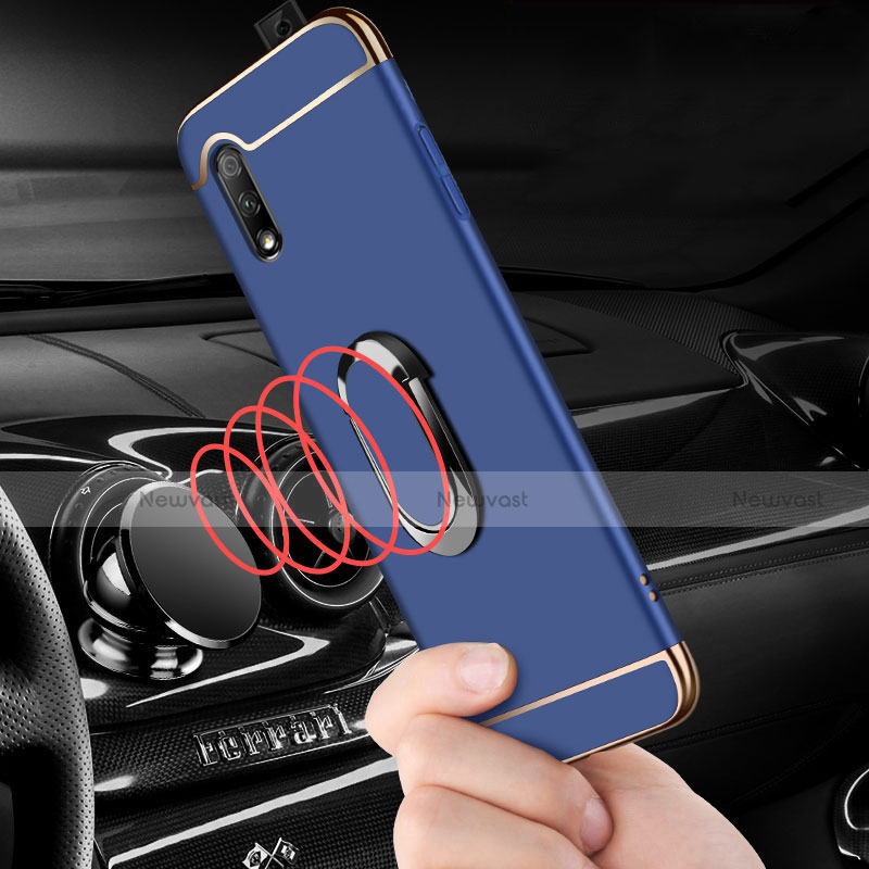 Luxury Metal Frame and Plastic Back Cover Case with Finger Ring Stand A01 for Huawei P Smart Z (2019)