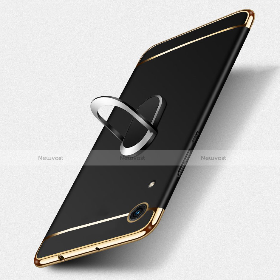 Luxury Metal Frame and Plastic Back Cover Case with Finger Ring Stand A01 for Huawei Y6 (2019)