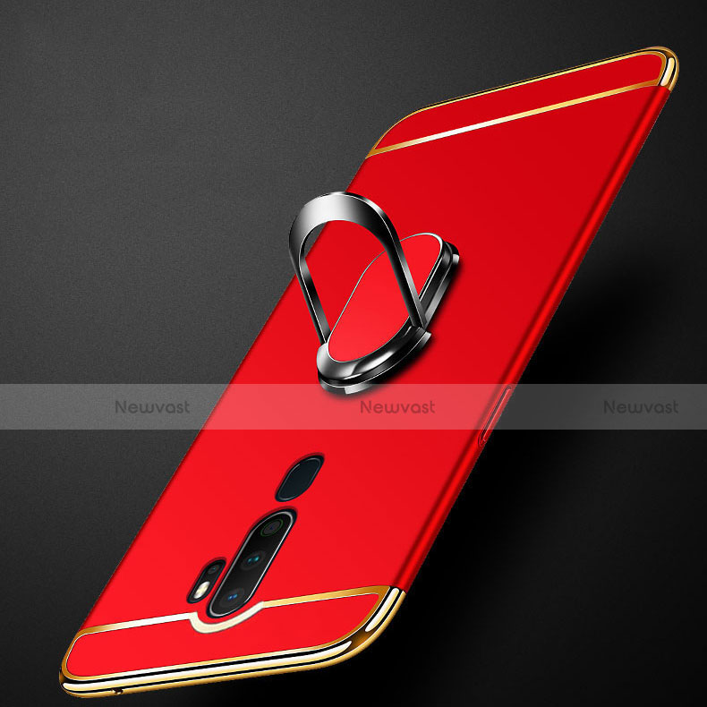 Luxury Metal Frame and Plastic Back Cover Case with Finger Ring Stand A01 for Oppo A11