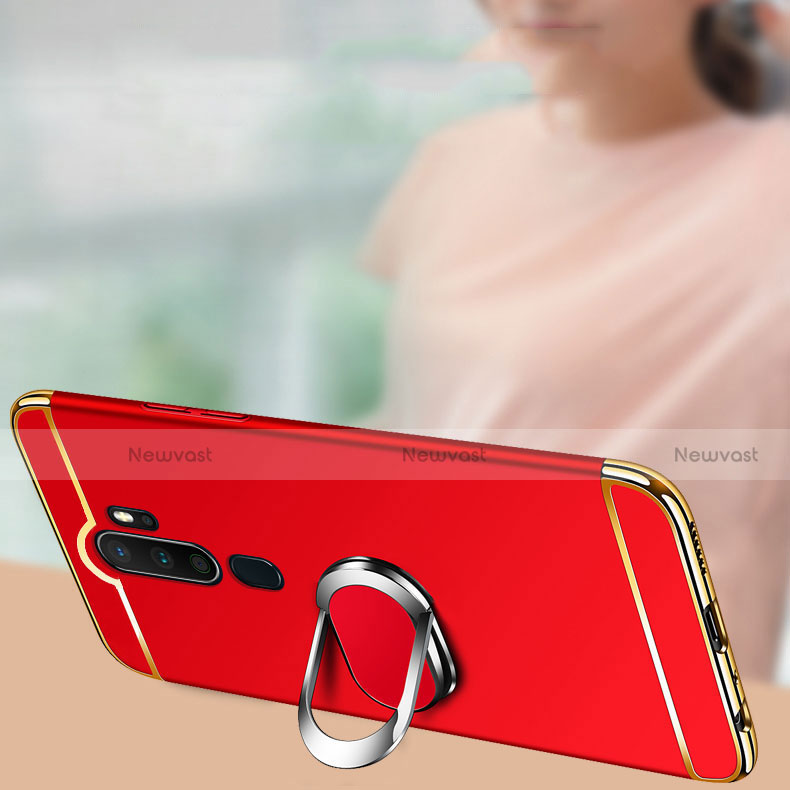 Luxury Metal Frame and Plastic Back Cover Case with Finger Ring Stand A01 for Oppo A11X