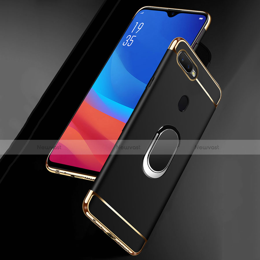 Luxury Metal Frame and Plastic Back Cover Case with Finger Ring Stand A01 for Oppo A7