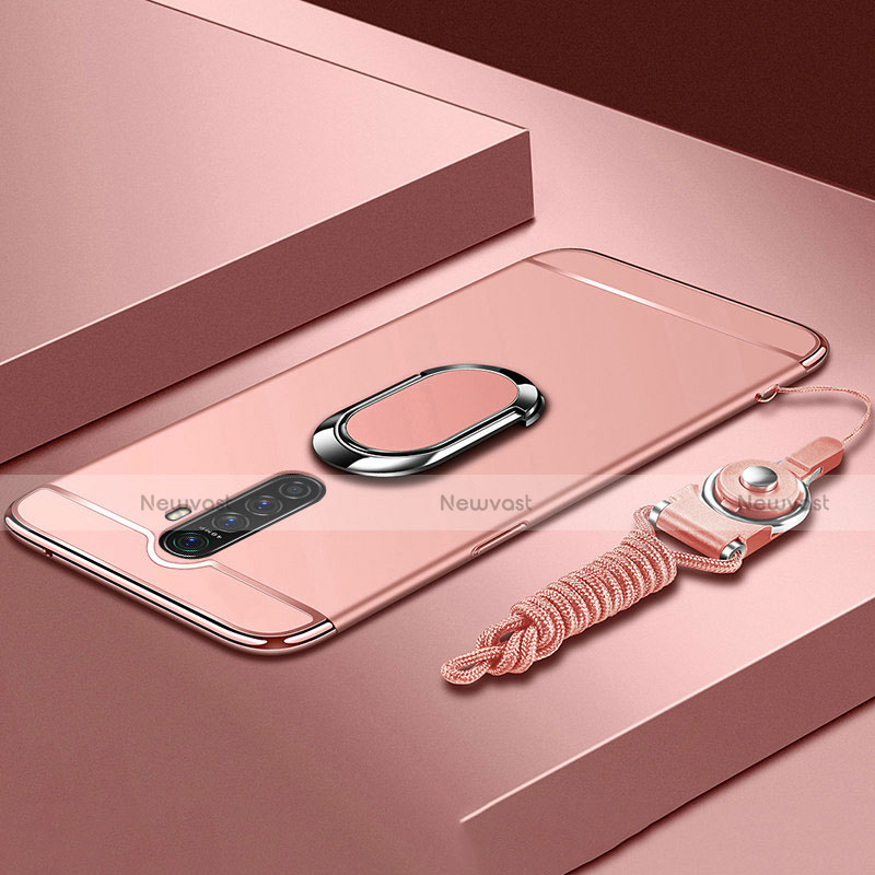 Luxury Metal Frame and Plastic Back Cover Case with Finger Ring Stand A01 for Oppo Reno Ace