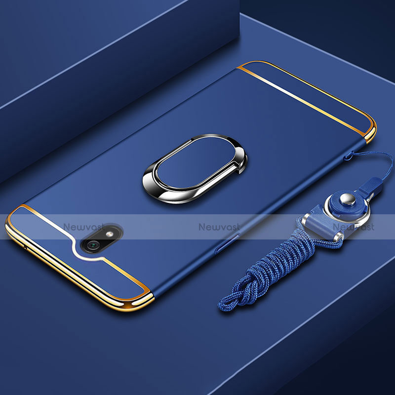 Luxury Metal Frame and Plastic Back Cover Case with Finger Ring Stand A01 for Xiaomi Redmi 8A