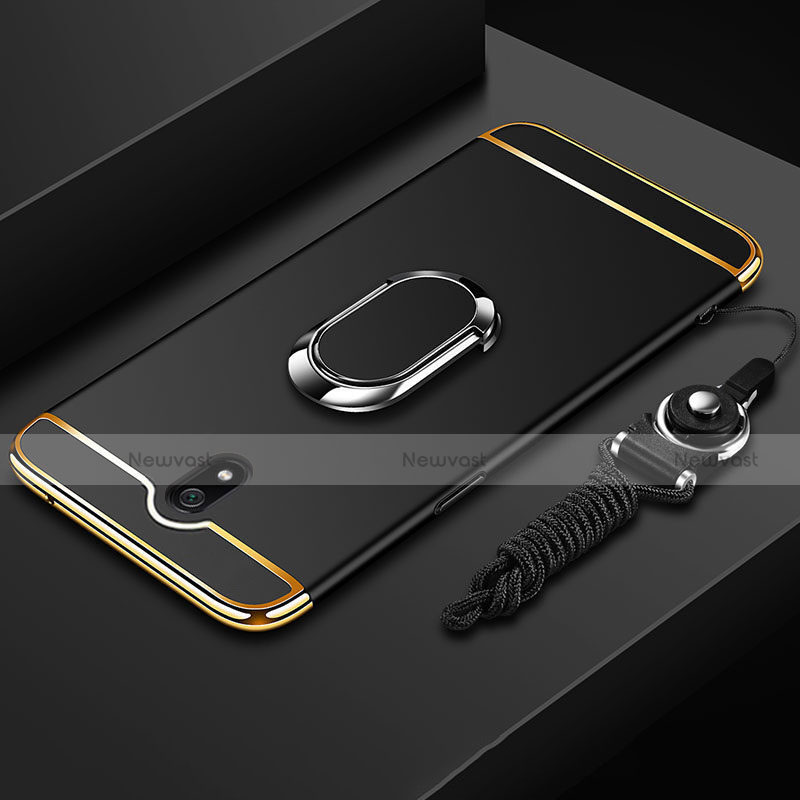 Luxury Metal Frame and Plastic Back Cover Case with Finger Ring Stand A01 for Xiaomi Redmi 8A