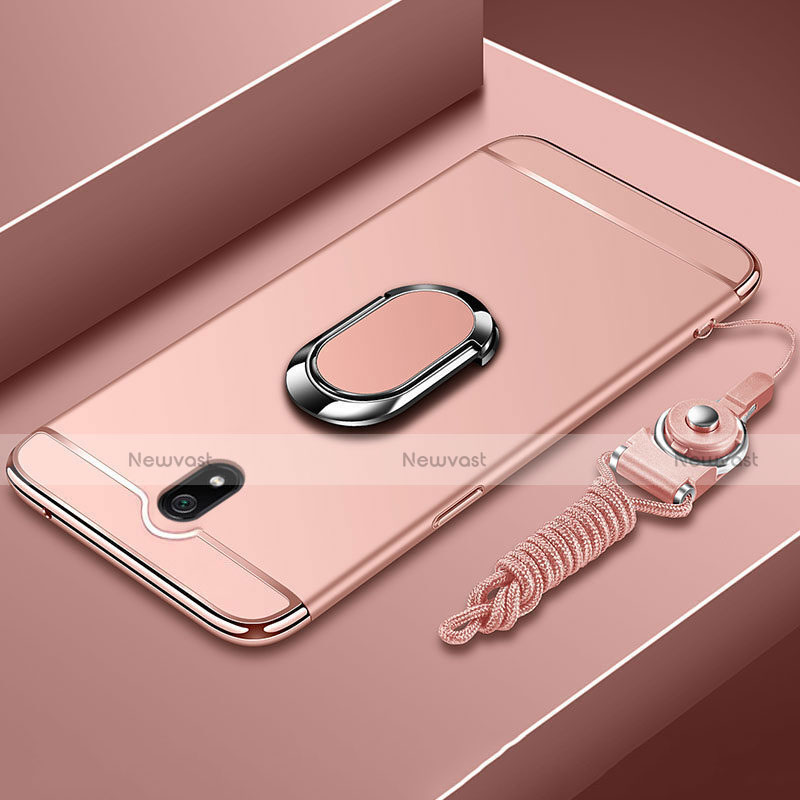 Luxury Metal Frame and Plastic Back Cover Case with Finger Ring Stand A01 for Xiaomi Redmi 8A