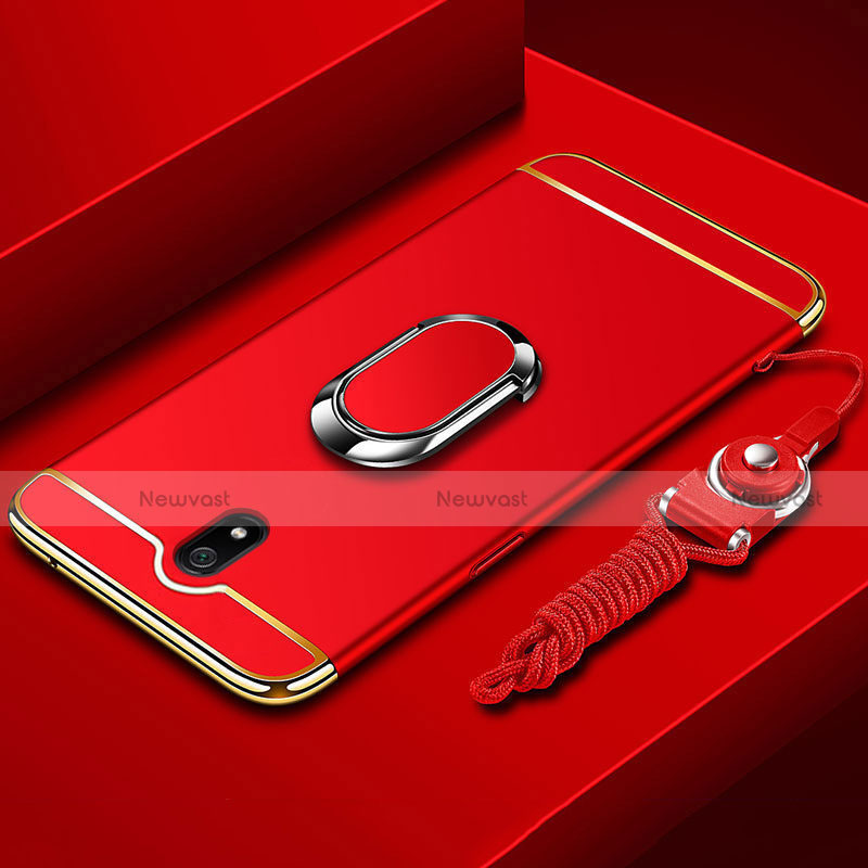 Luxury Metal Frame and Plastic Back Cover Case with Finger Ring Stand A01 for Xiaomi Redmi 8A