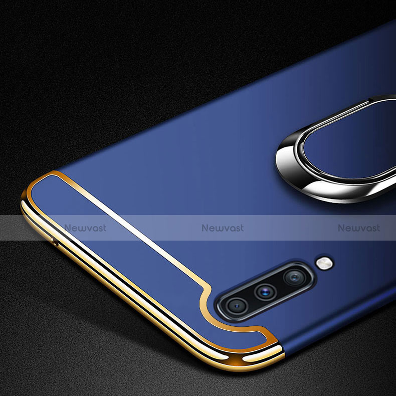 Luxury Metal Frame and Plastic Back Cover Case with Finger Ring Stand and Lanyard for Samsung Galaxy A70S