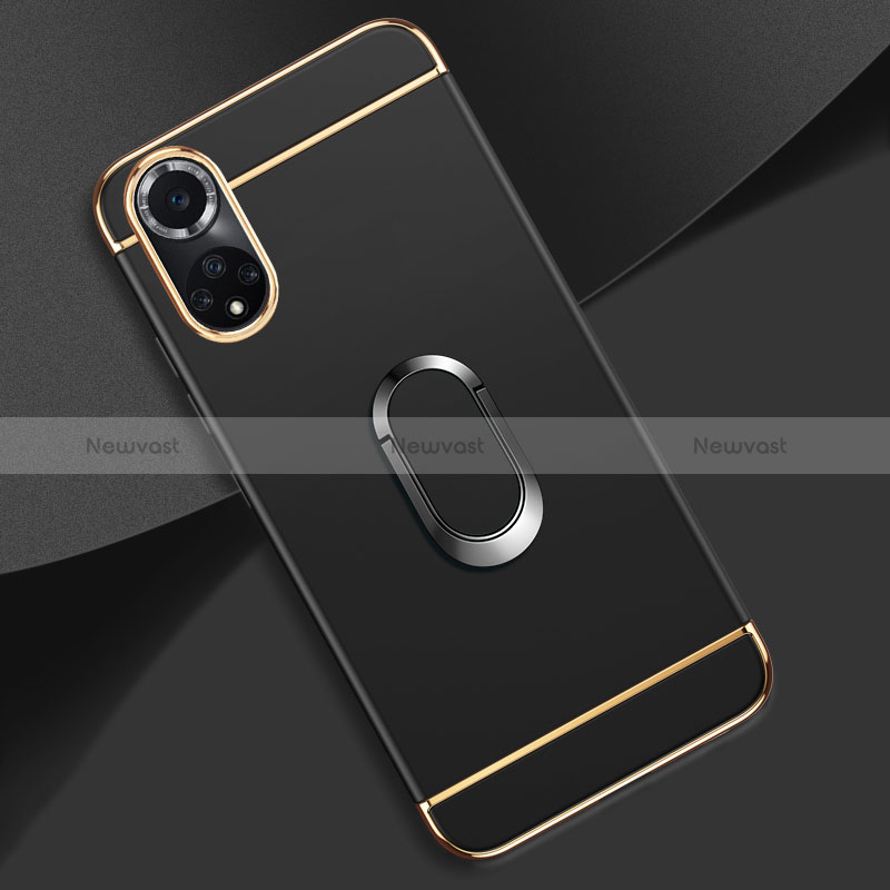 Luxury Metal Frame and Plastic Back Cover Case with Finger Ring Stand for Huawei Honor 50 5G