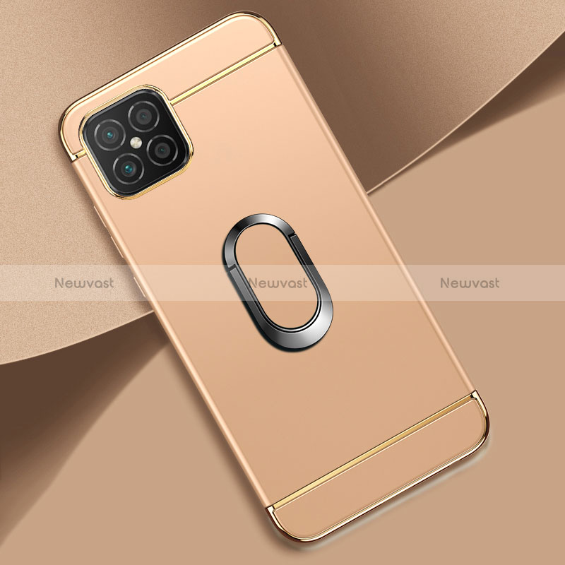 Luxury Metal Frame and Plastic Back Cover Case with Finger Ring Stand for Huawei Nova 8 SE 4G