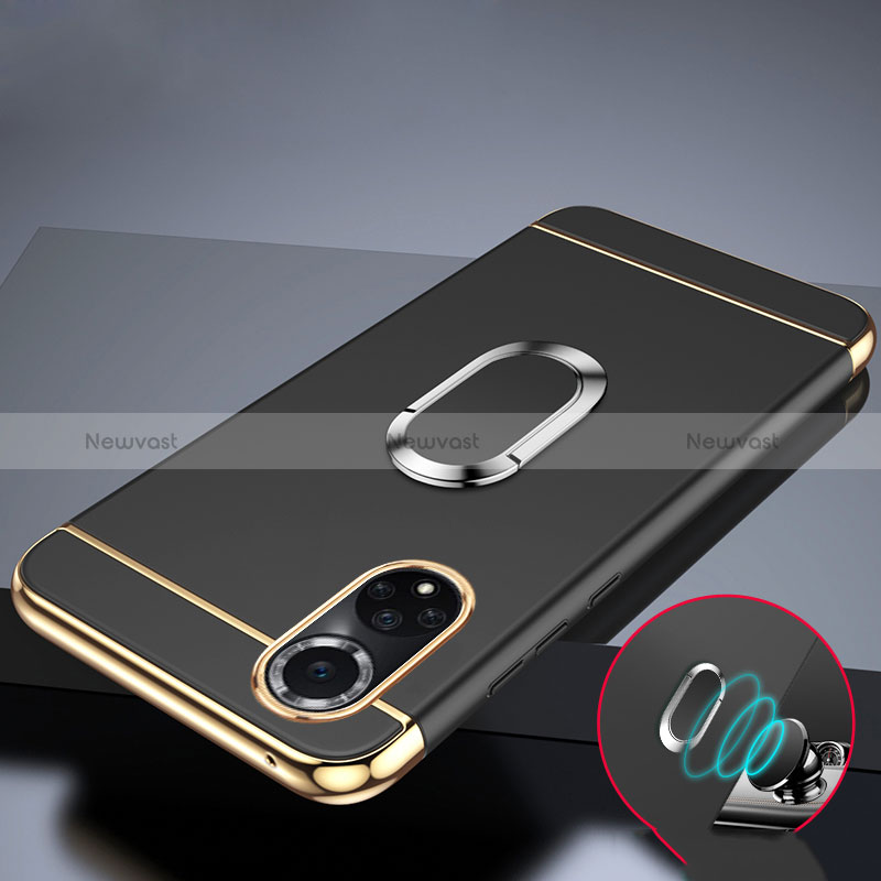 Luxury Metal Frame and Plastic Back Cover Case with Finger Ring Stand for Huawei Nova 9