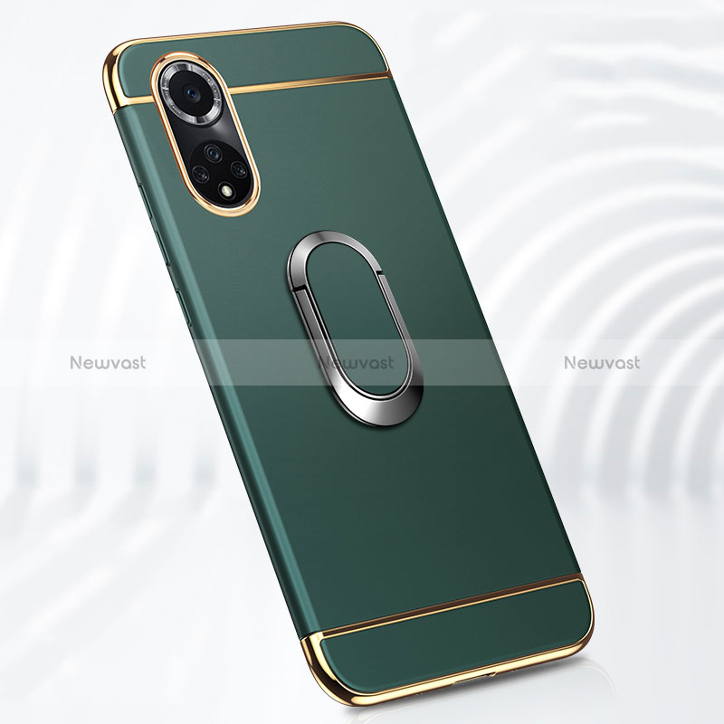 Luxury Metal Frame and Plastic Back Cover Case with Finger Ring Stand for Huawei Nova 9