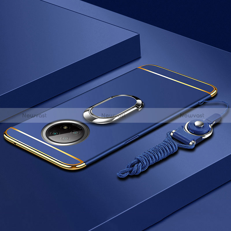 Luxury Metal Frame and Plastic Back Cover Case with Finger Ring Stand for Xiaomi Redmi Note 9 5G