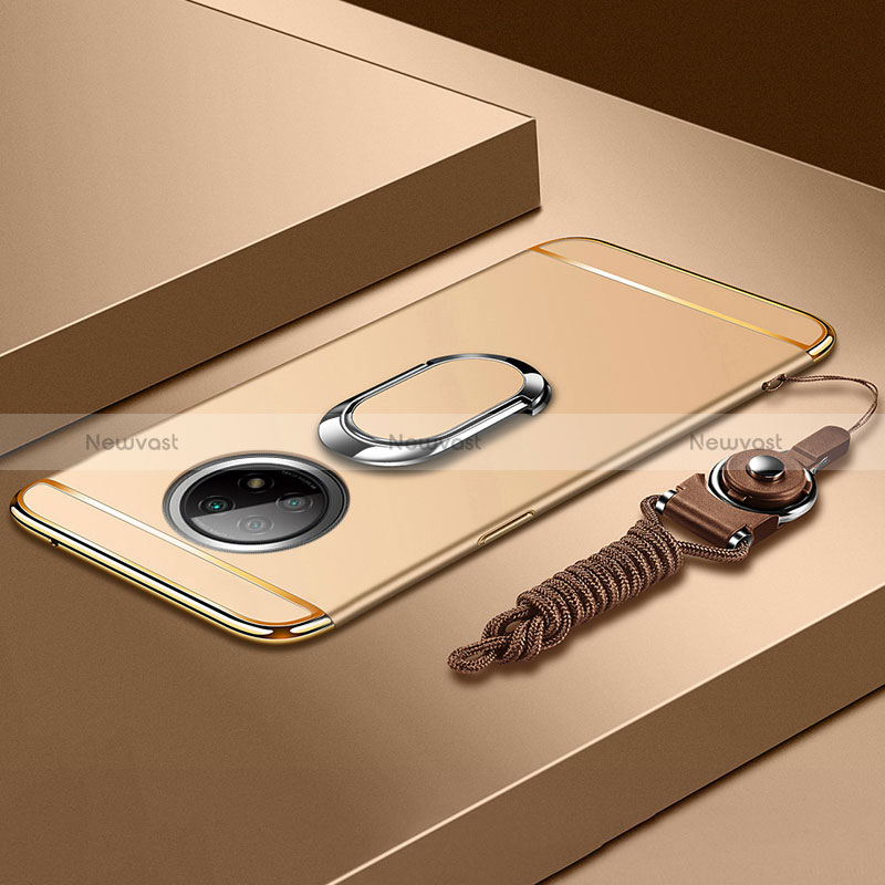 Luxury Metal Frame and Plastic Back Cover Case with Finger Ring Stand for Xiaomi Redmi Note 9 5G