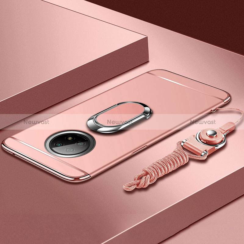 Luxury Metal Frame and Plastic Back Cover Case with Finger Ring Stand for Xiaomi Redmi Note 9 5G