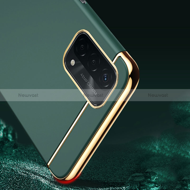 Luxury Metal Frame and Plastic Back Cover Case with Finger Ring Stand P02 for Oppo A74 5G