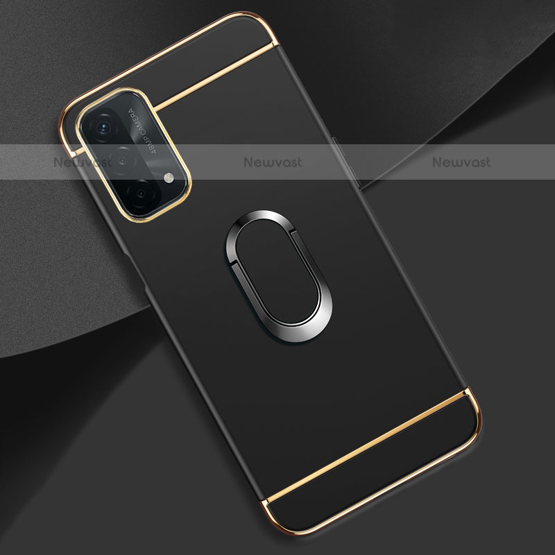 Luxury Metal Frame and Plastic Back Cover Case with Finger Ring Stand P02 for Oppo A93 5G