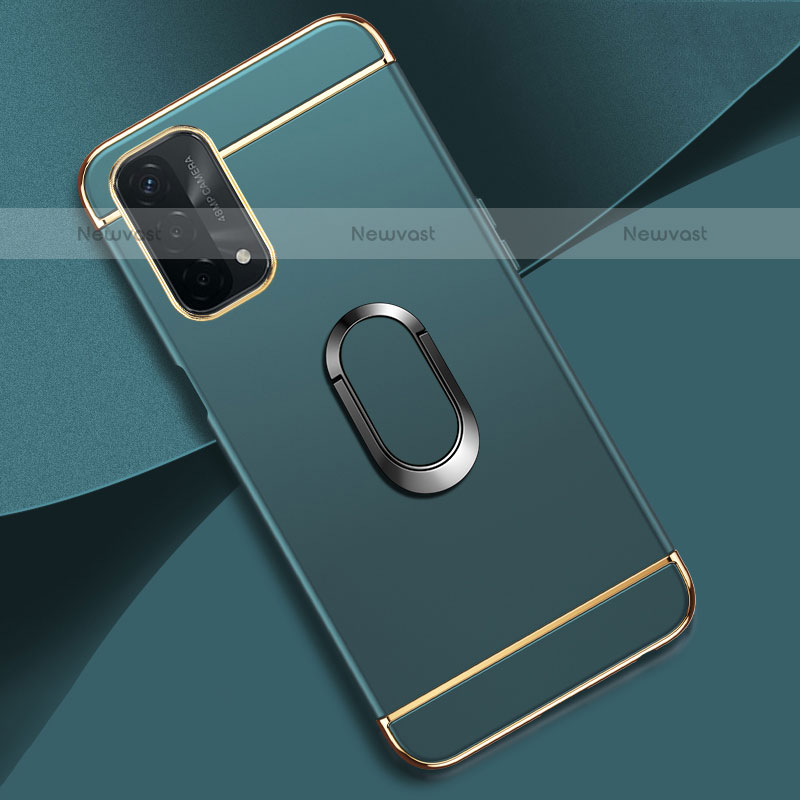 Luxury Metal Frame and Plastic Back Cover Case with Finger Ring Stand P02 for Oppo A93 5G