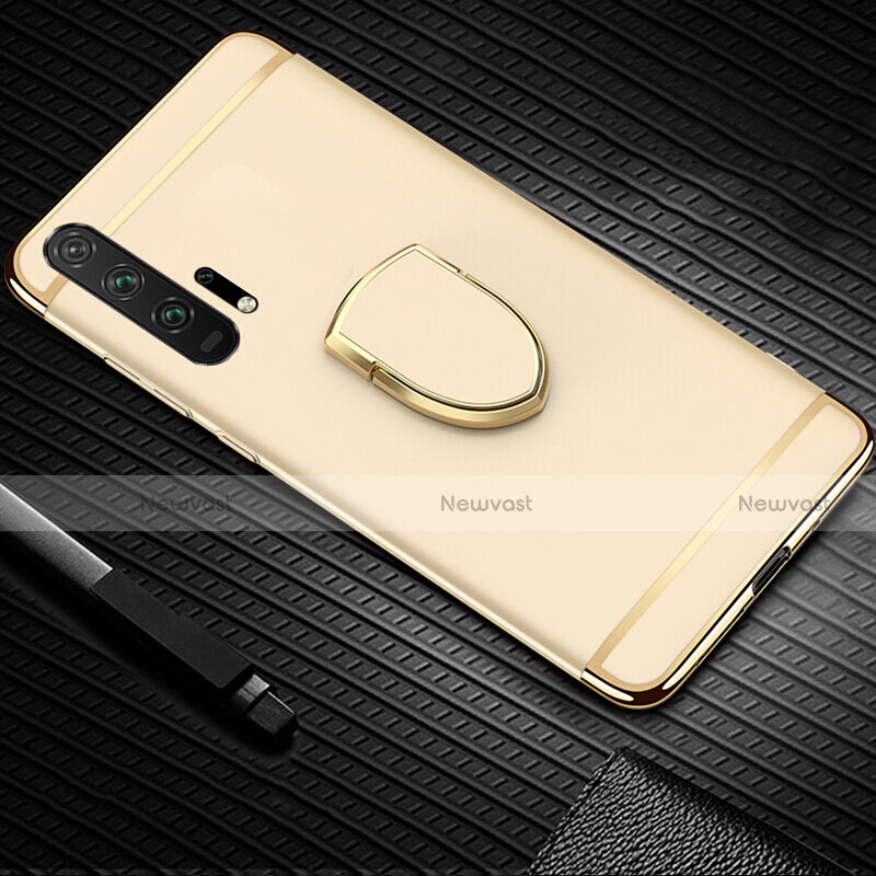 Luxury Metal Frame and Plastic Back Cover Case with Finger Ring Stand T01 for Huawei Honor 20 Pro