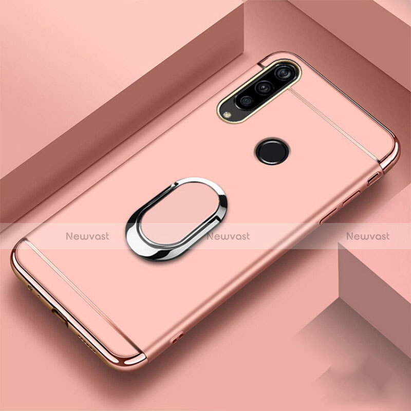 Luxury Metal Frame and Plastic Back Cover Case with Finger Ring Stand T01 for Huawei Honor 20E Rose Gold