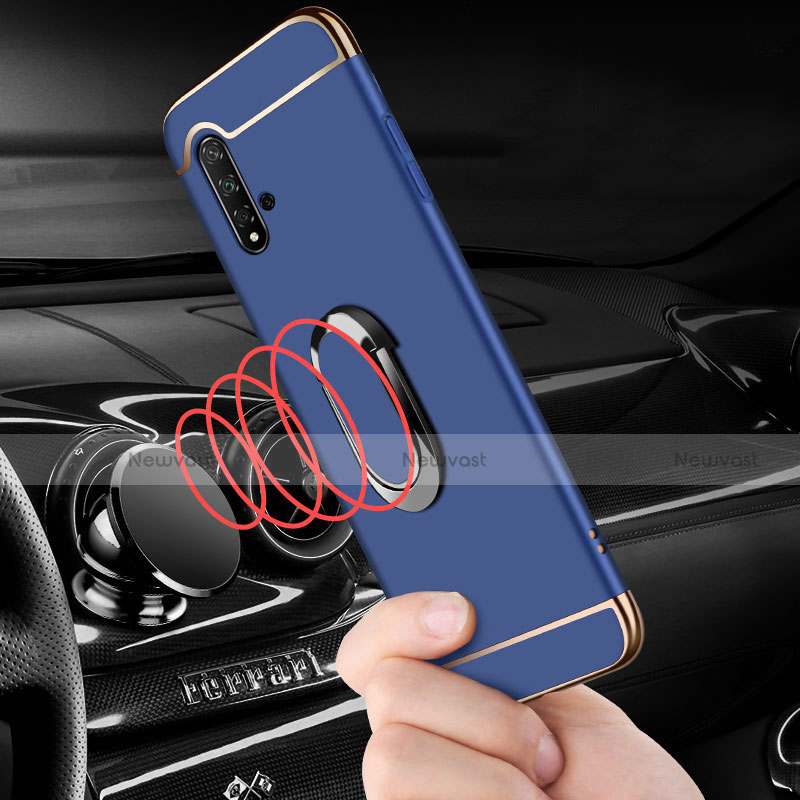 Luxury Metal Frame and Plastic Back Cover Case with Finger Ring Stand T01 for Huawei Nova 5