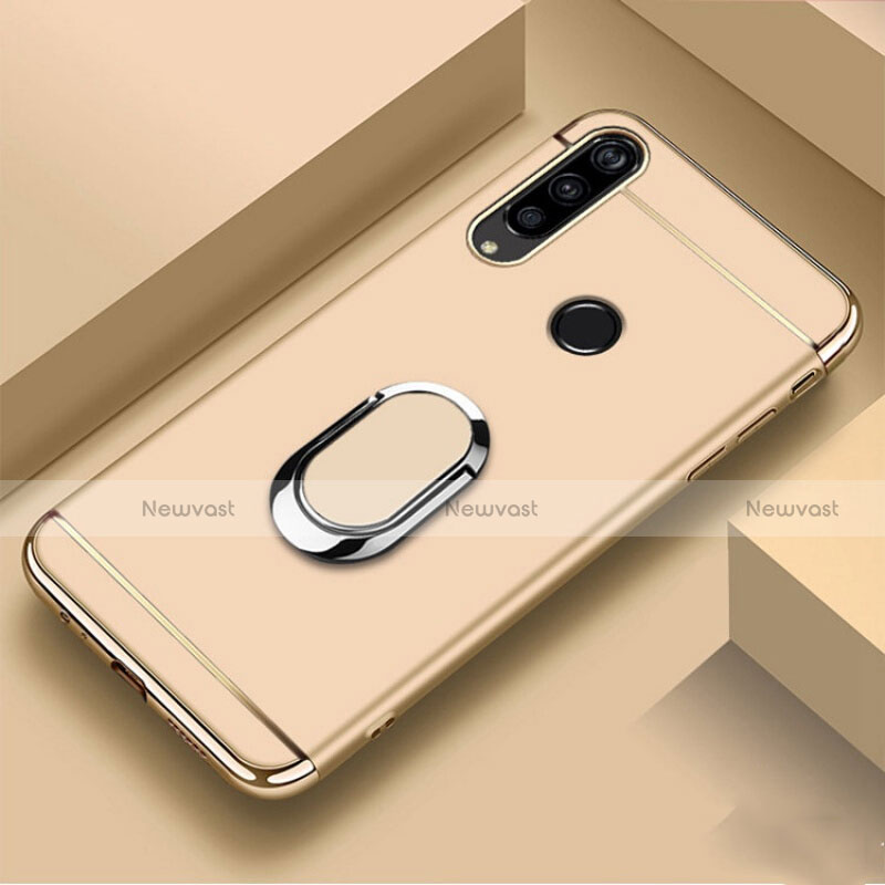 Luxury Metal Frame and Plastic Back Cover Case with Finger Ring Stand T01 for Huawei P Smart+ Plus (2019) Gold