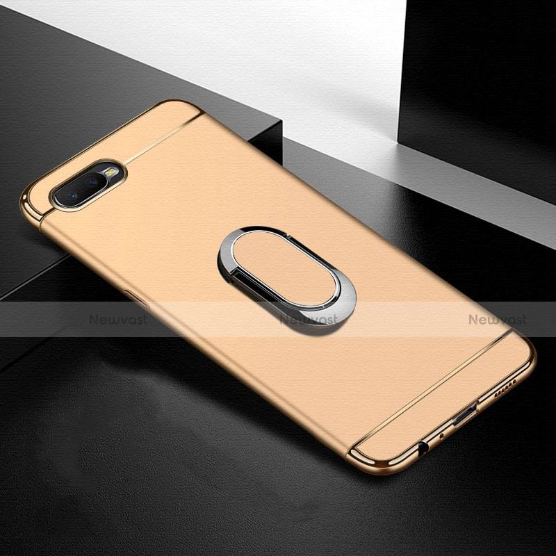 Luxury Metal Frame and Plastic Back Cover Case with Finger Ring Stand T01 for Oppo K1