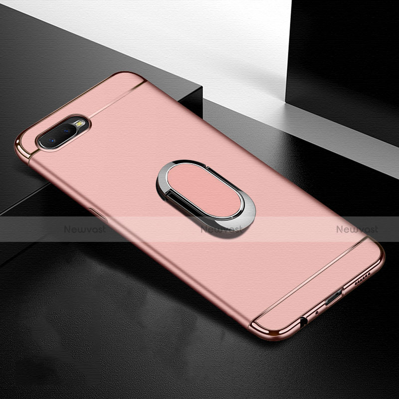 Luxury Metal Frame and Plastic Back Cover Case with Finger Ring Stand T01 for Oppo K1