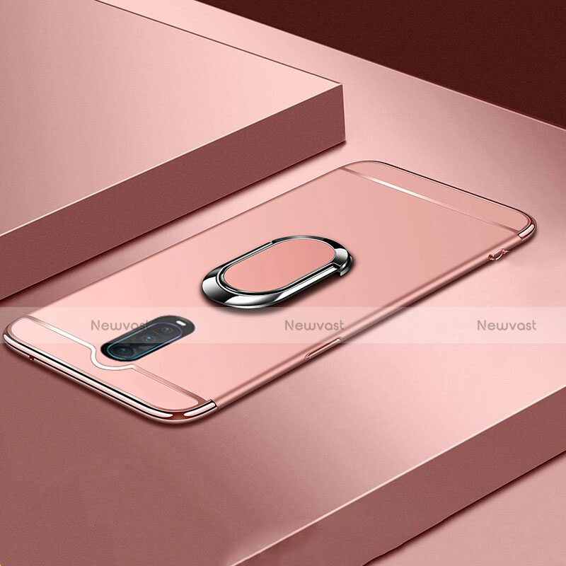Luxury Metal Frame and Plastic Back Cover Case with Finger Ring Stand T01 for Oppo R17 Pro