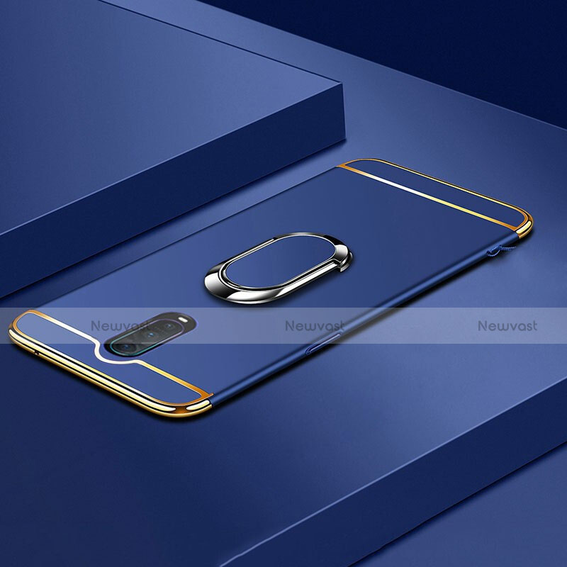 Luxury Metal Frame and Plastic Back Cover Case with Finger Ring Stand T01 for Oppo R17 Pro