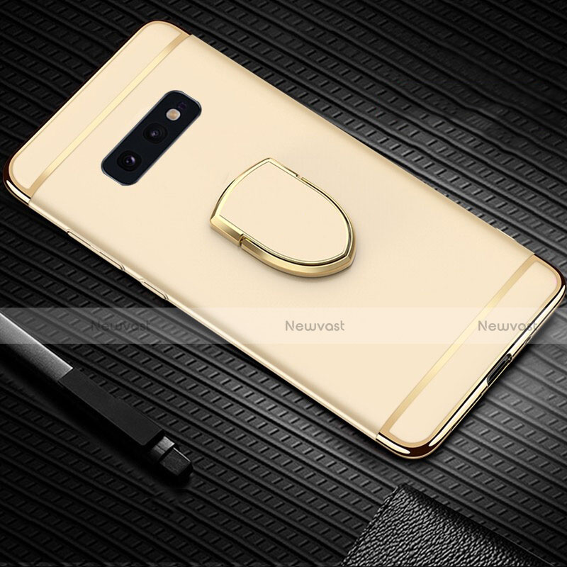 Luxury Metal Frame and Plastic Back Cover Case with Finger Ring Stand T01 for Samsung Galaxy S10e