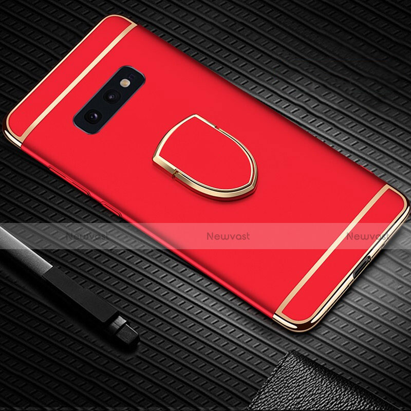 Luxury Metal Frame and Plastic Back Cover Case with Finger Ring Stand T01 for Samsung Galaxy S10e