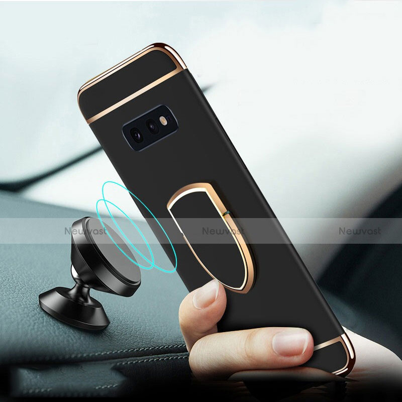 Luxury Metal Frame and Plastic Back Cover Case with Finger Ring Stand T01 for Samsung Galaxy S10e