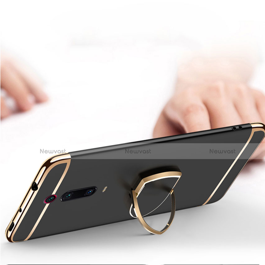 Luxury Metal Frame and Plastic Back Cover Case with Finger Ring Stand T01 for Xiaomi Mi 9T