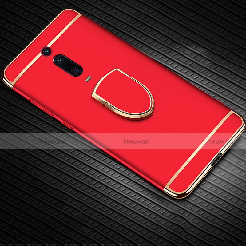 Luxury Metal Frame and Plastic Back Cover Case with Finger Ring Stand T01 for Xiaomi Mi 9T