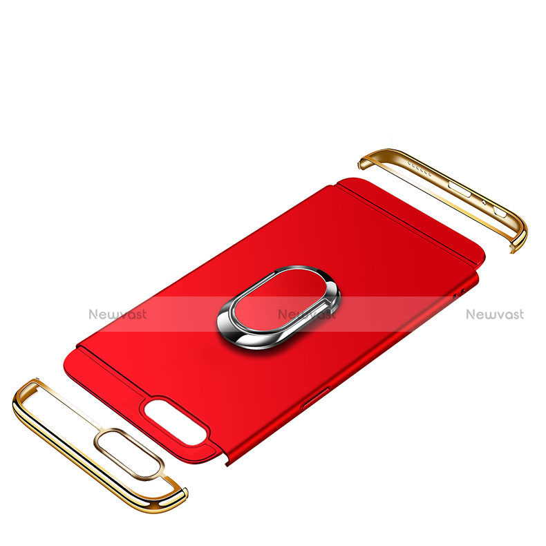 Luxury Metal Frame and Plastic Back Cover Case with Finger Ring Stand T02 for Oppo R15X