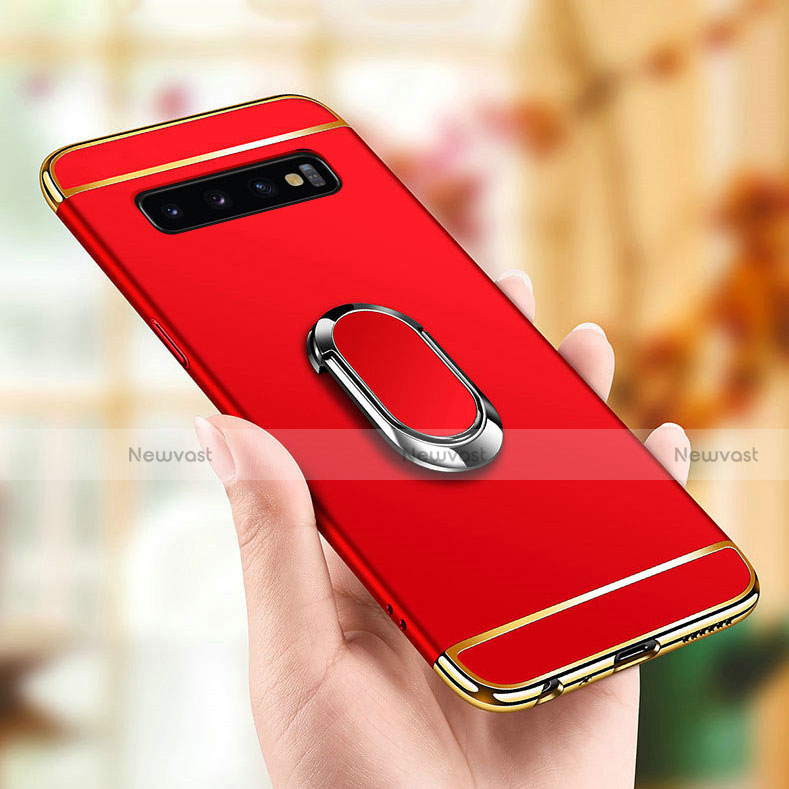 Luxury Metal Frame and Plastic Back Cover Case with Finger Ring Stand T02 for Samsung Galaxy S10