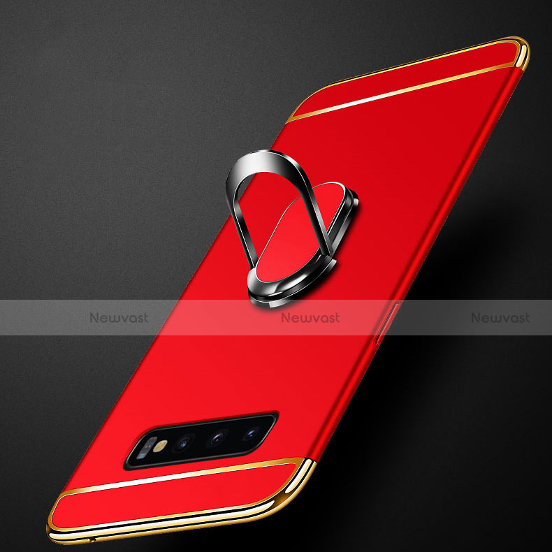 Luxury Metal Frame and Plastic Back Cover Case with Finger Ring Stand T02 for Samsung Galaxy S10 5G